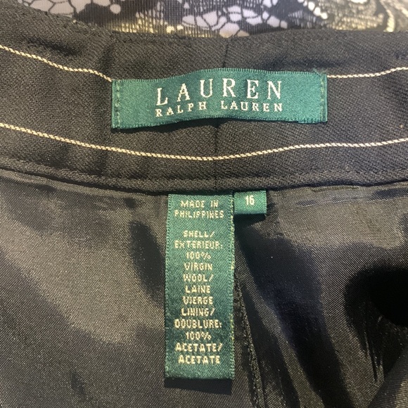 Used Lauren RL 2 Pc Black Pinstripe Pant Suit, 16 - Picture 10 of 13